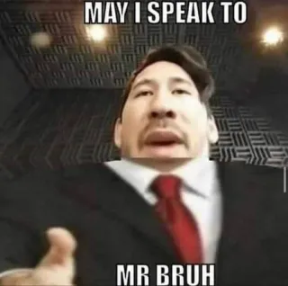 🤬 MAY I SPEAK TO
MR BRUH mème, drôle, bruh, bureau, Markiplier, idiot telegram sticker