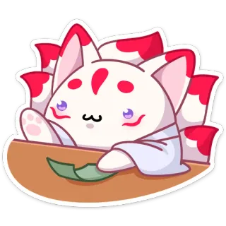 😑 cáo, anime, dễ thương, động vật, kawaii, nhãn dán whatsapp sticker