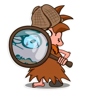 🔎 Detektiv, Lupe, Cartoon, Ermittlung, Suche, Neugier, Entdeckung telegram sticker