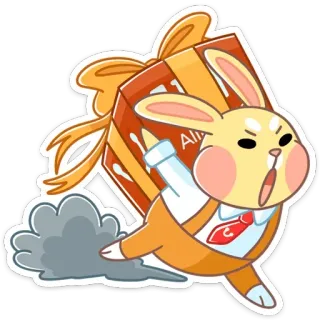 🎁 Ali rabbit, running, gift, cartoon, cute, fast, delivery telegram sticker