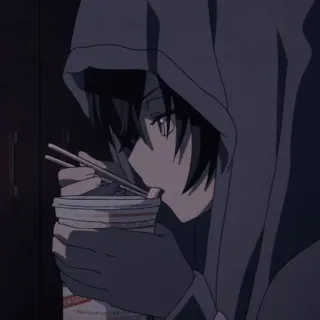 ➖ anime, ramen, hoodie, eating, chopsticks, bowl telegram sticker
