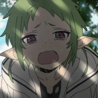 😭 anime, khóc, buồn, nhân vật, elf, fantasy telegram sticker