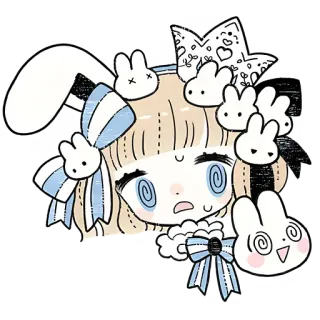 😵‍💫 cute, bunny, rabbit, cartoon, character, kawaii, illustration telegram sticker
