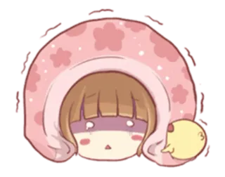 😰 Cartoon, Mädchen, Sticker, Süß, Verängstigt, Erröten, Rosa telegram sticker