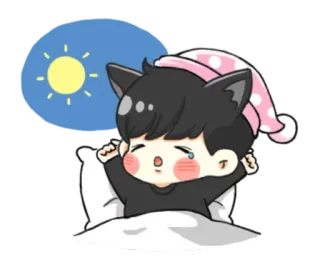 ☀ mengantuk, kartun, imut, anime, kawaii, tidur, telinga kucing whatsapp sticker