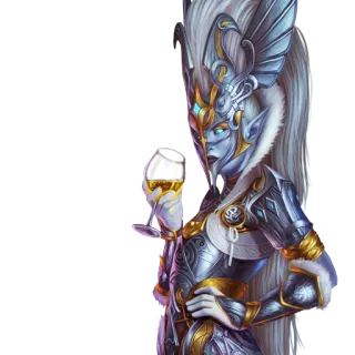 🥂 elf, fantasy, armor, wine, female, character telegram sticker