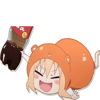 😂 Umaru Doma Himouto! Umaru-chan anime, manga, cute, umaru, soda, cola, kawaii telegram sticker