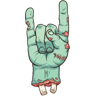 ☝ zombie, main, rock and roll, monstre, halloween, gore, mort-vivant whatsapp sticker