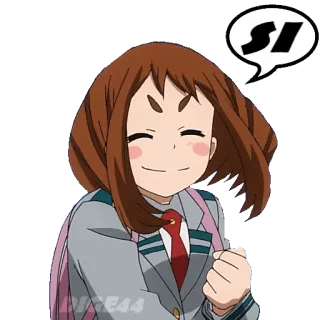 👍 Ochaco Uraraka My Hero Academia SI อุรารากะ โอชาโกะ, มายฮีโร่ อคาเดเมีย, อนิเมะ, มังงะ, นักเรียน, ใช่ telegram sticker