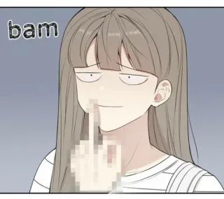 🖕 bam средний палец, обидный, мультфильм, женщина, жест whatsapp sticker