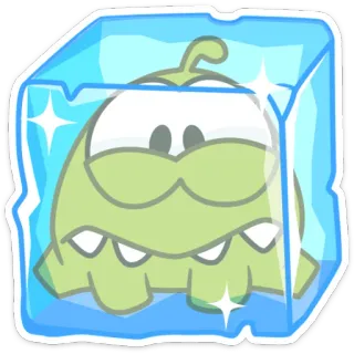 🐸 Om Nom, Cut the Rope, лёд, замороженный, монстр, игра telegram sticker
