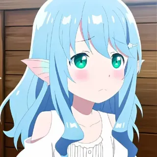 🌙 Anime, Elf, Mädchen, Niedlich, Blaue Haare, Kawaii whatsapp sticker