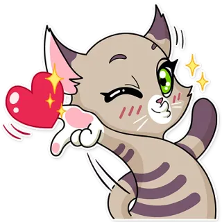 😘 chat, animal, amour, coeur, mignon, autocollant telegram sticker