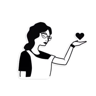 ❤ Frau, Herz, Liebe, Mädchen, Brille, Aufkleber, Kunst whatsapp sticker