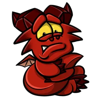 😟 devil, red, cartoon, demon, creature, sad telegram sticker