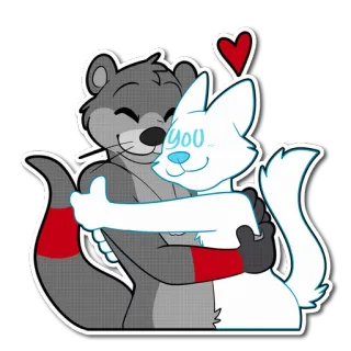 ❤ you 귀여운, 동물, 사랑, 포옹, 만화 telegram sticker
