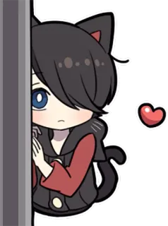 👀 Katze, Anime, Kawaii, Herz, Süß, Chibi whatsapp sticker