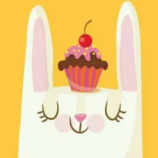 ☺️ bunny, cupcake, cherry, cute, cartoon, sweet, dessert, animal whatsapp sticker
