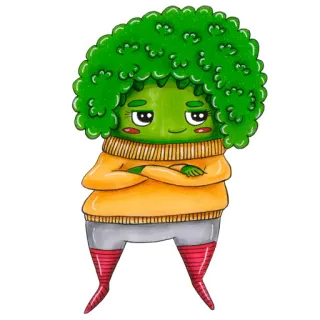 😏 브로콜리, 야채, 만화, 귀여운, 음식, 초록 telegram sticker