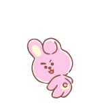 🖤 Cooky Cooky, BT21, cartoon bunny, pink rabbit, cute character, line friends whatsapp sticker