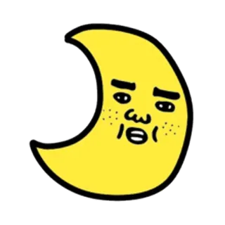😊 月亮, 黄色, 卡通, 脸, 雀斑, 悲伤 telegram sticker