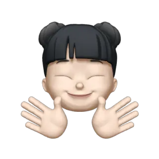 👧 Эмодзи, Мемодзи, Лицо, Мультфильм, Девушка, Улыбается, Руки telegram sticker
