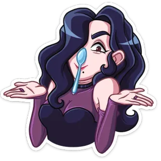 🤷‍♀️ Kartun, Sendok, Wanita, Ungu, Karakter, Humor telegram sticker