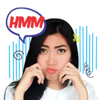 😓 HMM frau, hmm, denken, sticker telegram sticker