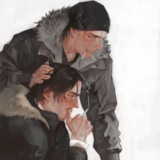 🚬 курение, мужчина, сигарета, зима, шапка, куртка telegram sticker