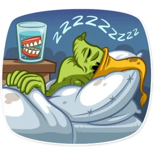 😴 ZZZZZZZ sleeping, zombie, dentures, bed, cartoon whatsapp sticker