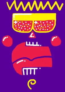 😎 abstract, face, glasses, cartoon, purple, yellow telegram sticker