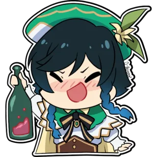 🍾 Venti Genshin Impact Anime, Genshin Impact, Venti, Chibi, Kawaii telegram sticker