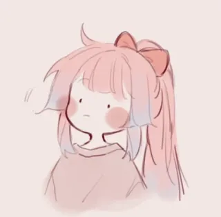 🌟 Anime, Kreskówka, Różowe włosy, Słodkie, Kawaii telegram sticker
