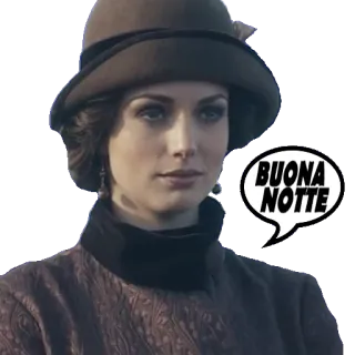 🛌 BUONA NOTTE boa noite, mulher, vintage, chapéu, balão de fala telegram sticker