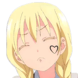 😣 Anime, Desenho animado, Garota, Coração, Personagem, Sticker telegram sticker