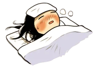 😷 sick, sleeping, bed, cold, illness, cartoon, exhausted telegram sticker