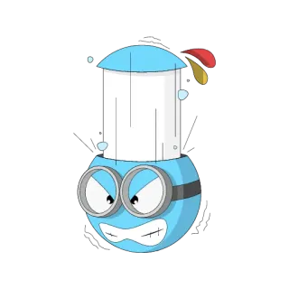 😾 Cartone animato, Blu, Arrabbiato, Occhiali, Personaggio, Divertente telegram sticker