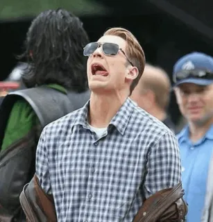 😝 Captain America Capitão América, Chris Evans, Marvel, Super-herói, Engraçado, Rosto telegram sticker