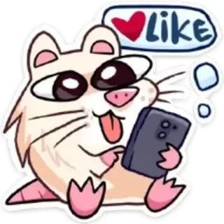 📩 LIKE hamster, réseaux sociaux, like, animal, dessin animé telegram sticker
