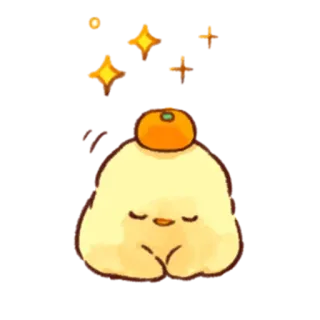 💛 คาวาอิ, น่ารัก, สีส้ม, ลูกเจี๊ยบ, หยด, สีเหลือง, ประกาย telegram sticker
