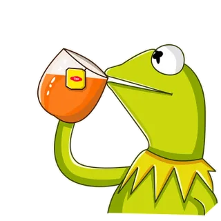 ☕️ Kermit kermit the frog, tea, meme, drinking, muppet, frog telegram sticker