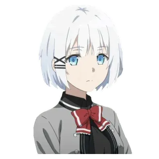 😕 Anime, Ragazza, Capelli Bianchi, Personaggio, Illustrazione telegram sticker