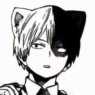 🖤 Shoto Todoroki My Hero Academia Аниме, Моя геройская академия, Шото Тодороки, Кошачьи ушки, Фанатское творчество, Манга telegram sticker