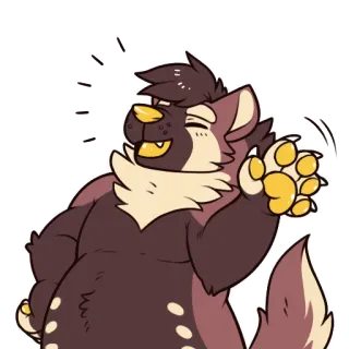 👋 Furry, Animal, Mamífero, Antropomórfico, Dibujos animados, Amigable, Saludando, Saludo telegram sticker