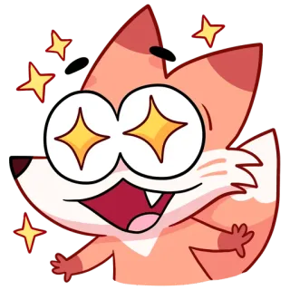 🤩 fox, stars, happy, cartoon telegram sticker