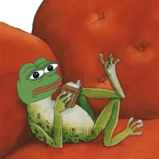 🐸 Pepe the Frog Grimm frog, meme, pepe, reading, relaxed, cartoon, illustration telegram sticker
