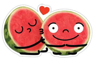 😘 arbuz, owoc, miłość, słodki, pocałunek, serce whatsapp sticker