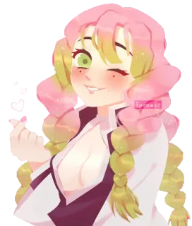💖 Mitsuri Kanroji Demon Slayer 动漫, 女孩, 粉色头发, 鬼灭之刃, 蜜璃, 甘露寺, 老婆 whatsapp sticker