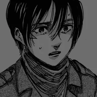 😥 Mikasa Ackerman Attack on Titan Anime, Manga, Charakter, Traurig, Ernst, Mädchen telegram sticker