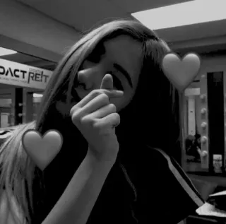🍷 Hati, Cinta, Jari hati, Hati ala Korea, Hitam putih, Gadis telegram sticker